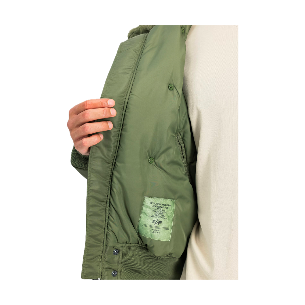 Alpha Industries N-2B Heritage Winter Jacket Sage Green 100105-01 - Image 3