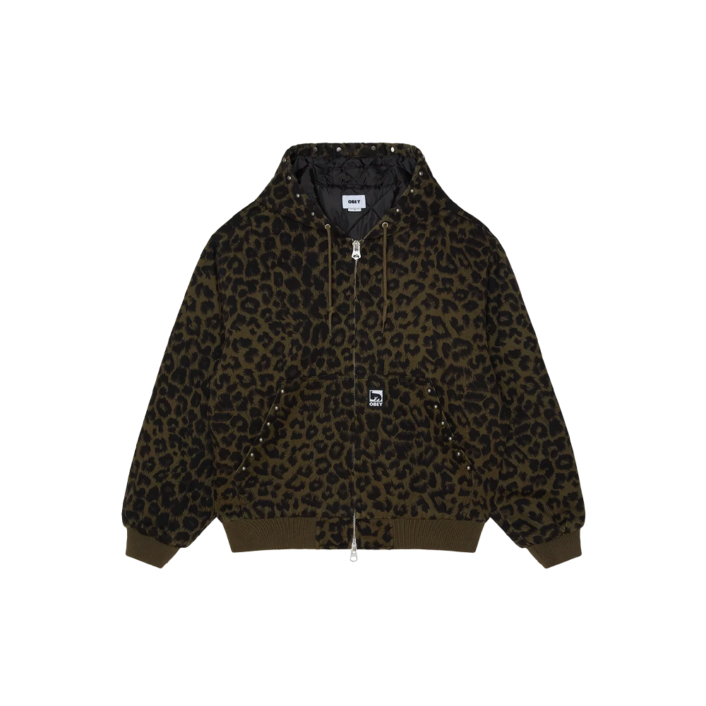 Obey Studded Zip Up Jacket Dark Leopard 121800633_DLP
