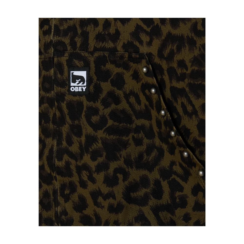 Obey Studded Zip Up Jacket Dark Leopard 121800633_DLP - Image 3