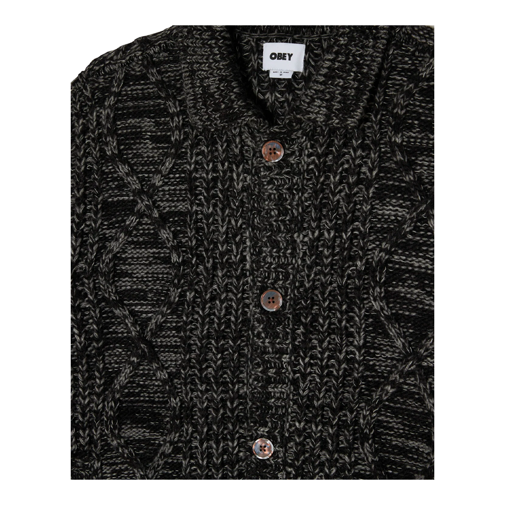 Obey Isar Button Up Sweater Charcoal Multi 151010048_CHM - Image 3