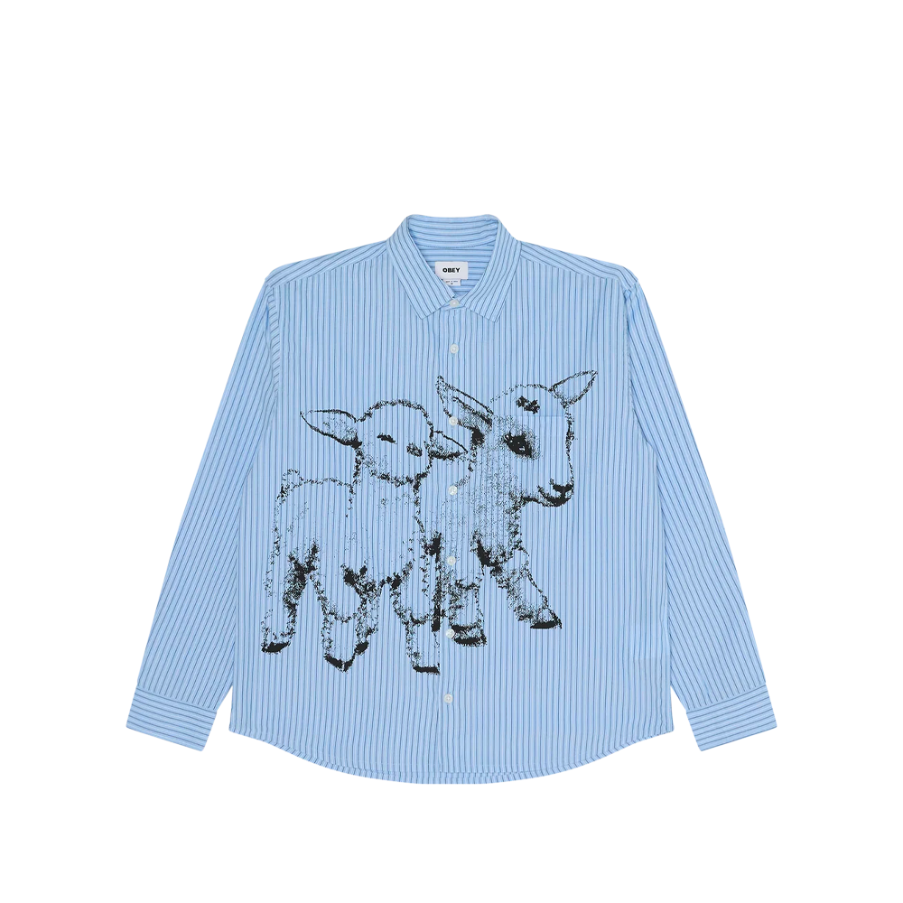 Obey Billy Shirt Light Blue Multi 181200433_LBL