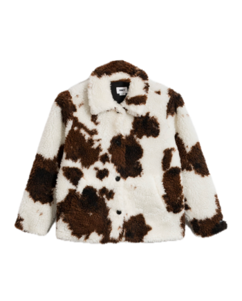Obey Nolie Sherpa Short Coat Cow Print 221800454_CWP