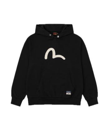 Evisu Seagull Print Relax Fit Hoodie Black 2EAHTM5SW1252RXCT