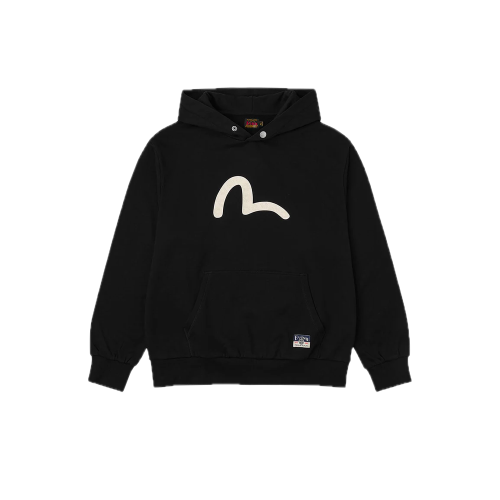 Evisu Seagull Print Relax Fit Hoodie Black 2EAHTM5SW1252RXCT