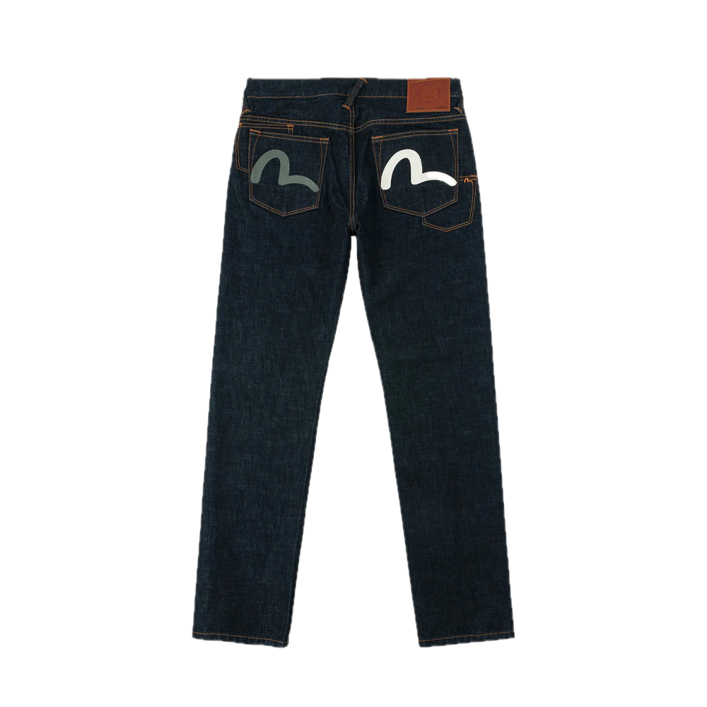 Evisu Grey-White Seagull Print Pocket Selvedge Jeans Indigo 2EAHTM6JE100117DN