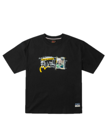 Evisu Handwriting Flying Dragon Embroidered Border T-Shirt Black 2EAHTM6TS1117RXCT