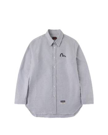 Evisu Seagull Print Oxford Shirt Grey 2ESHTM5SL1243RXCT
