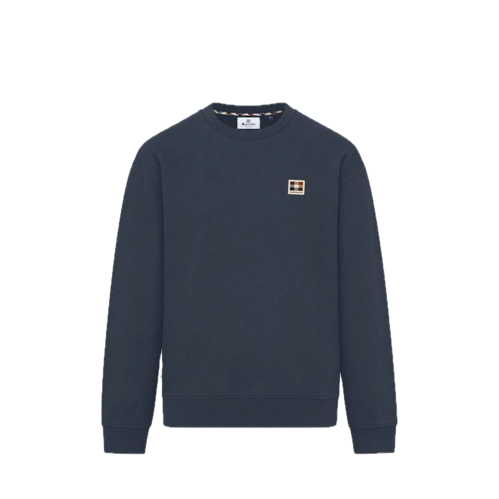Aquascutum Crewneck Badge Fleece Navy AA-A006-SW033_NVY