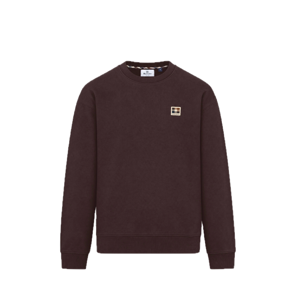 Aquascutum Crewneck Badge Fleece Chocolate AA-A006-SW033_CHC