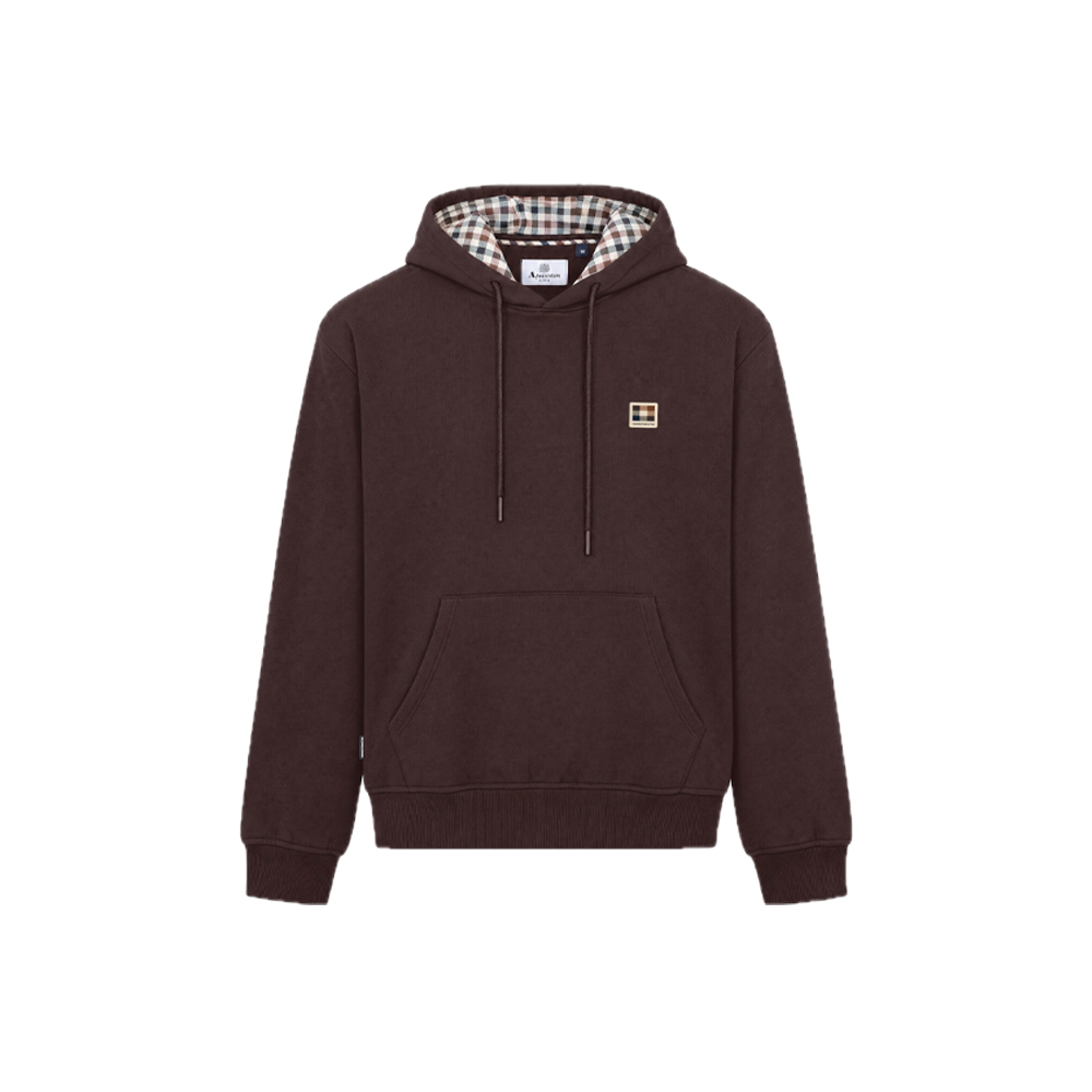 Aquascutum Active Badge Hoodie Fleece Chocolate AA-A006-SW016_CHC