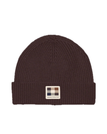Aquascutum Active Rubber Patch Beanie Chocolate AW_ICON_CP007_CHO
