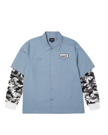 HUF Shadows Long Sleeve Work Shirt Light Blue BU00288_LBL