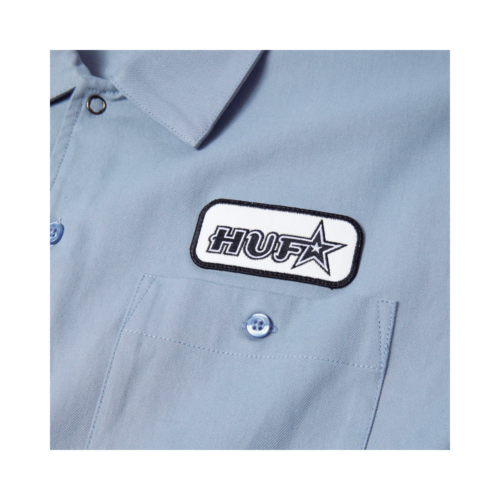 HUF Shadows Long Sleeve Work Shirt Light Blue BU00288_LBL - Image 4