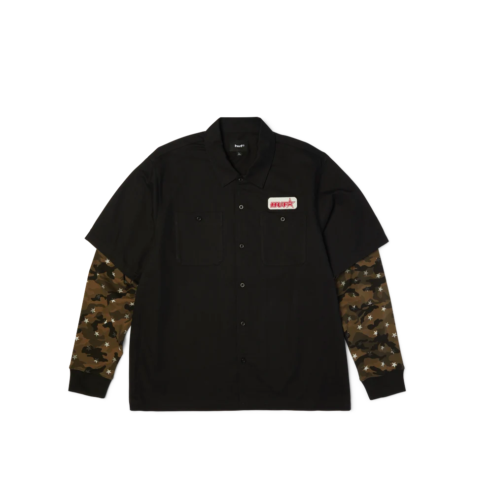 HUF Shadows Long Sleeve Work Shirt Black BU00288_BLK